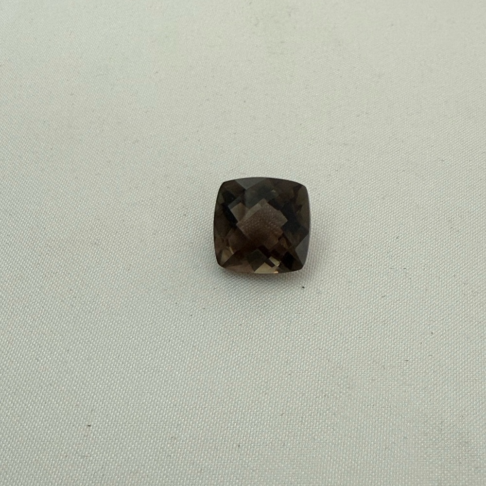 Faceted Cushion Smoky Quartz Stone - Deep Brown